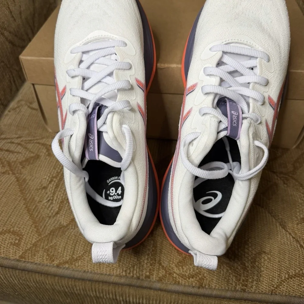 ASICS Gel-Cumulus 27 White Greyish Purple 1012B772 Women's Size 9 Running Shoes